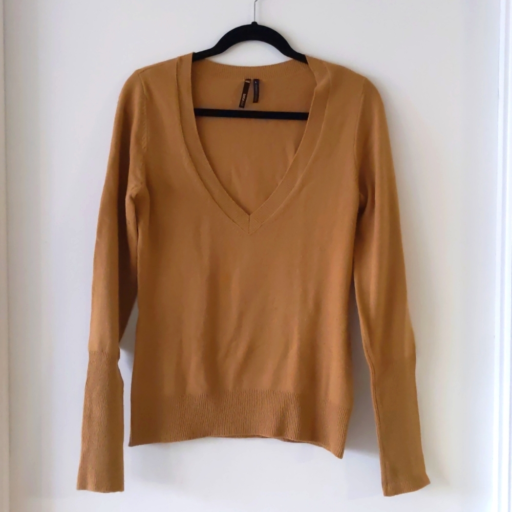 Camel v neck sweater